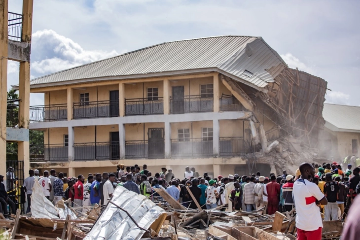 In central Nigeria, a school building collapsed, leaving at least 22 people dead