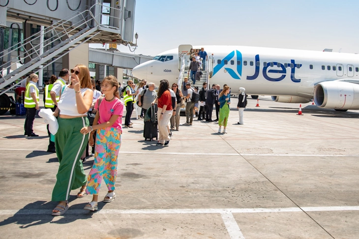 AJet arrives in Skopje after taking off from Sabiha Gökçen Airport in Istanbul.