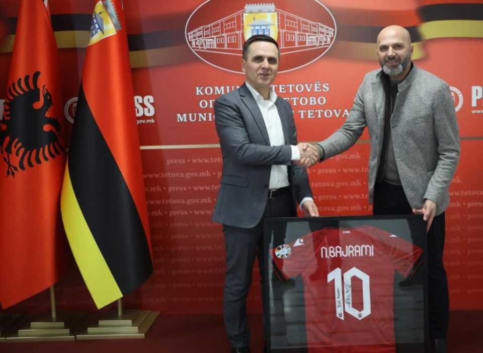 Albanian flags only during the welcoming ceremony for Nedim Bajrami’s father in Tetovo